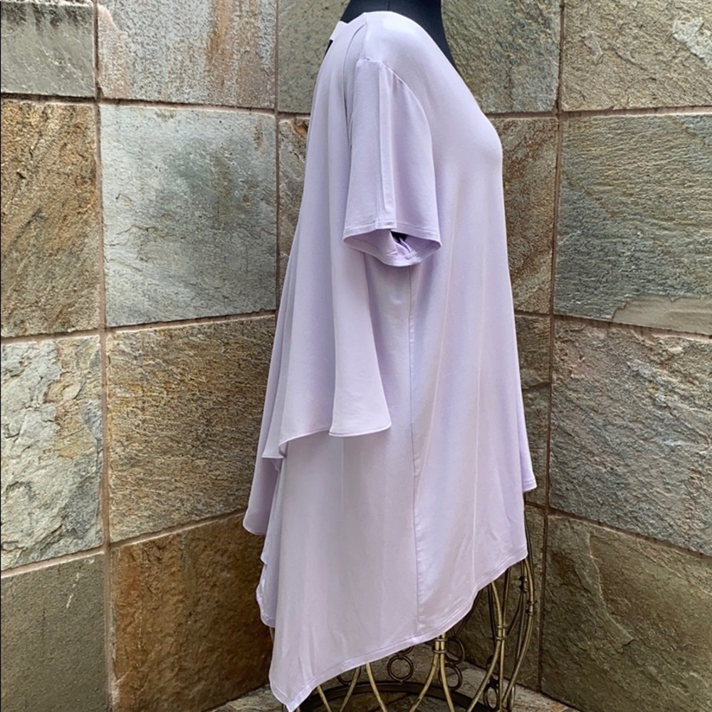 (2) Lisa Rinna Chiffon Asymmetrical Winged Blouses